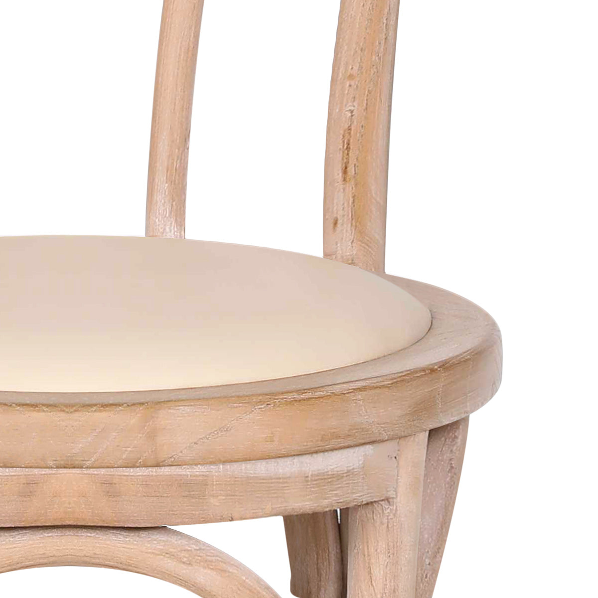 Henri Oak Bistro Chair Cream Real Leather
