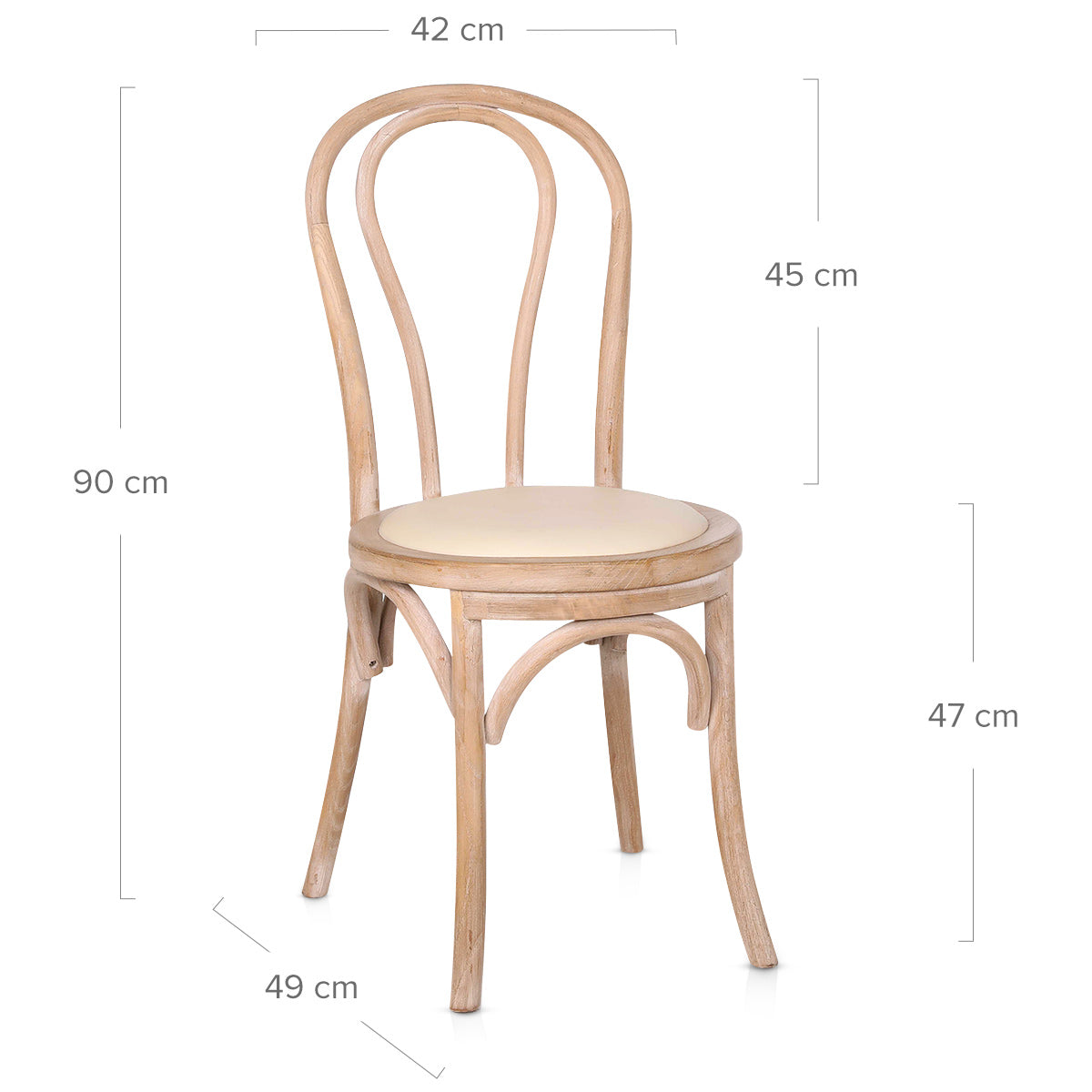 Henri Oak Bistro Chair Cream Real Leather