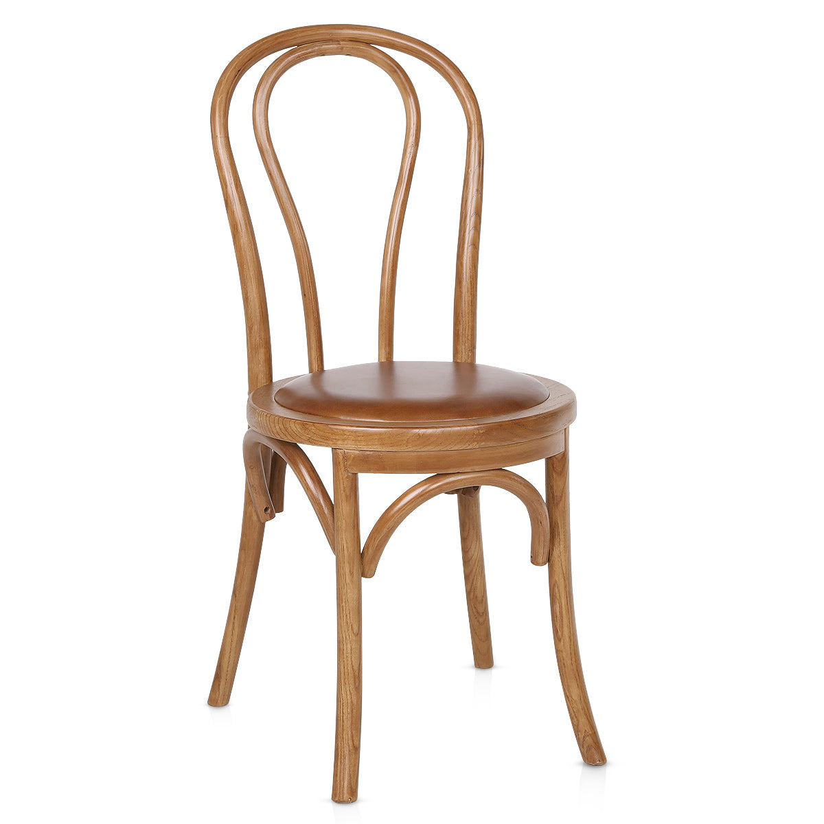Henri Walnut Bistro Chair Brown Real Leather