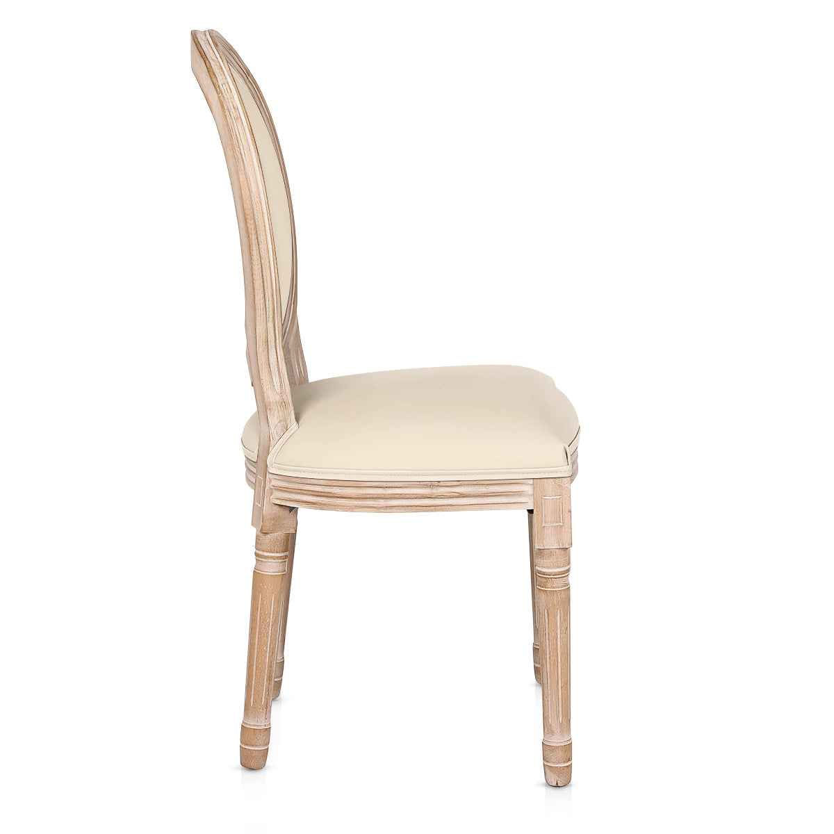 Louis Dining Chair Cream Real Leather