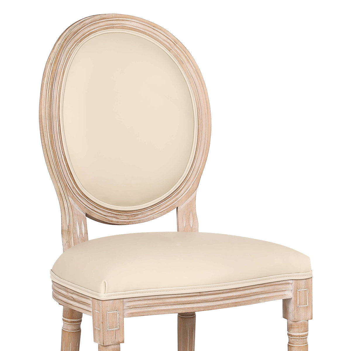 Louis Dining Chair Cream Real Leather