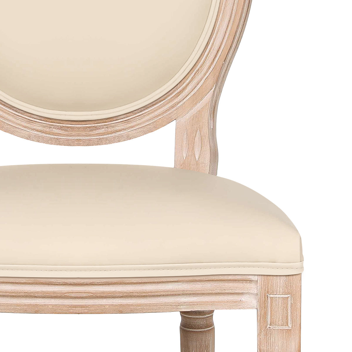 Louis Dining Chair Cream Real Leather