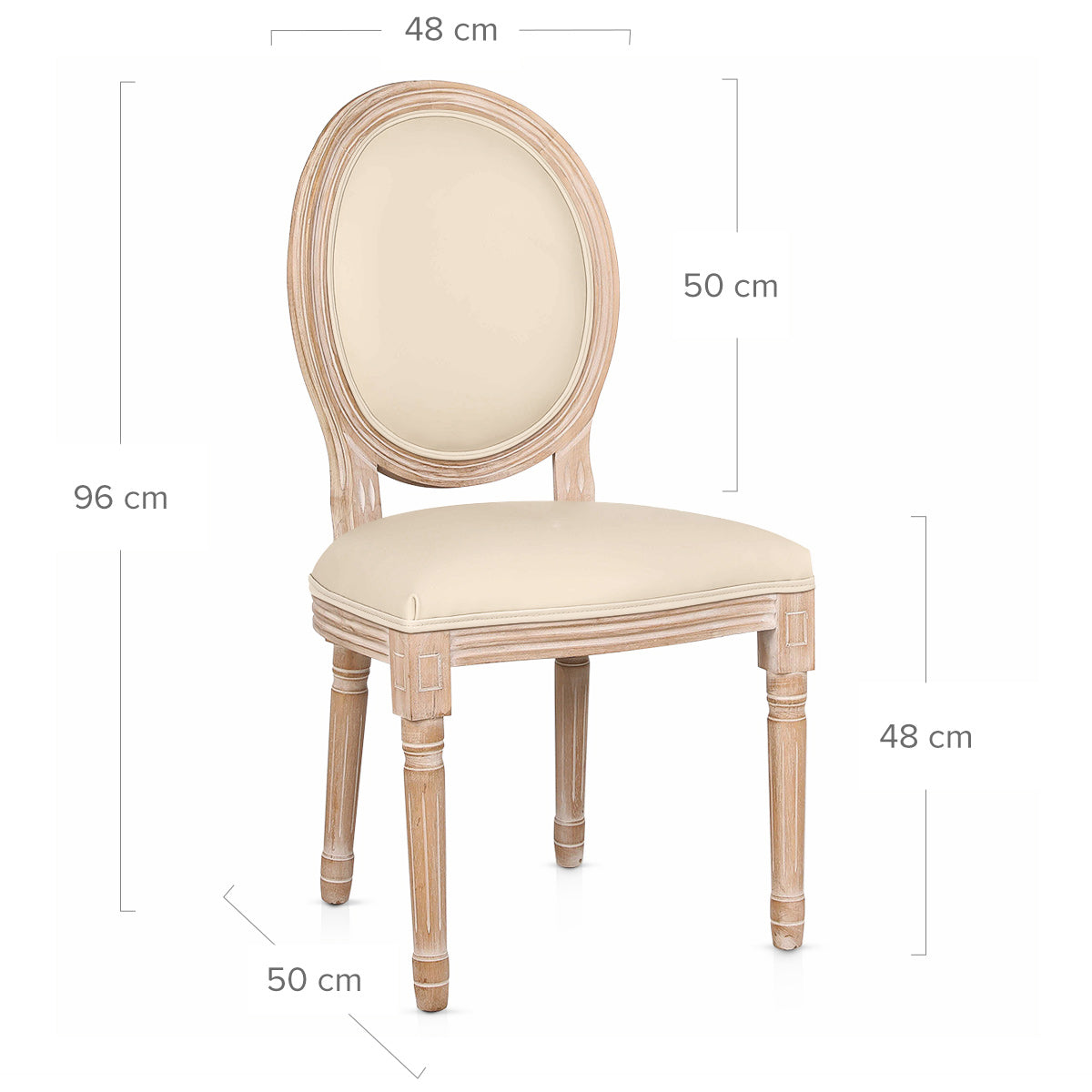Louis Dining Chair Cream Real Leather