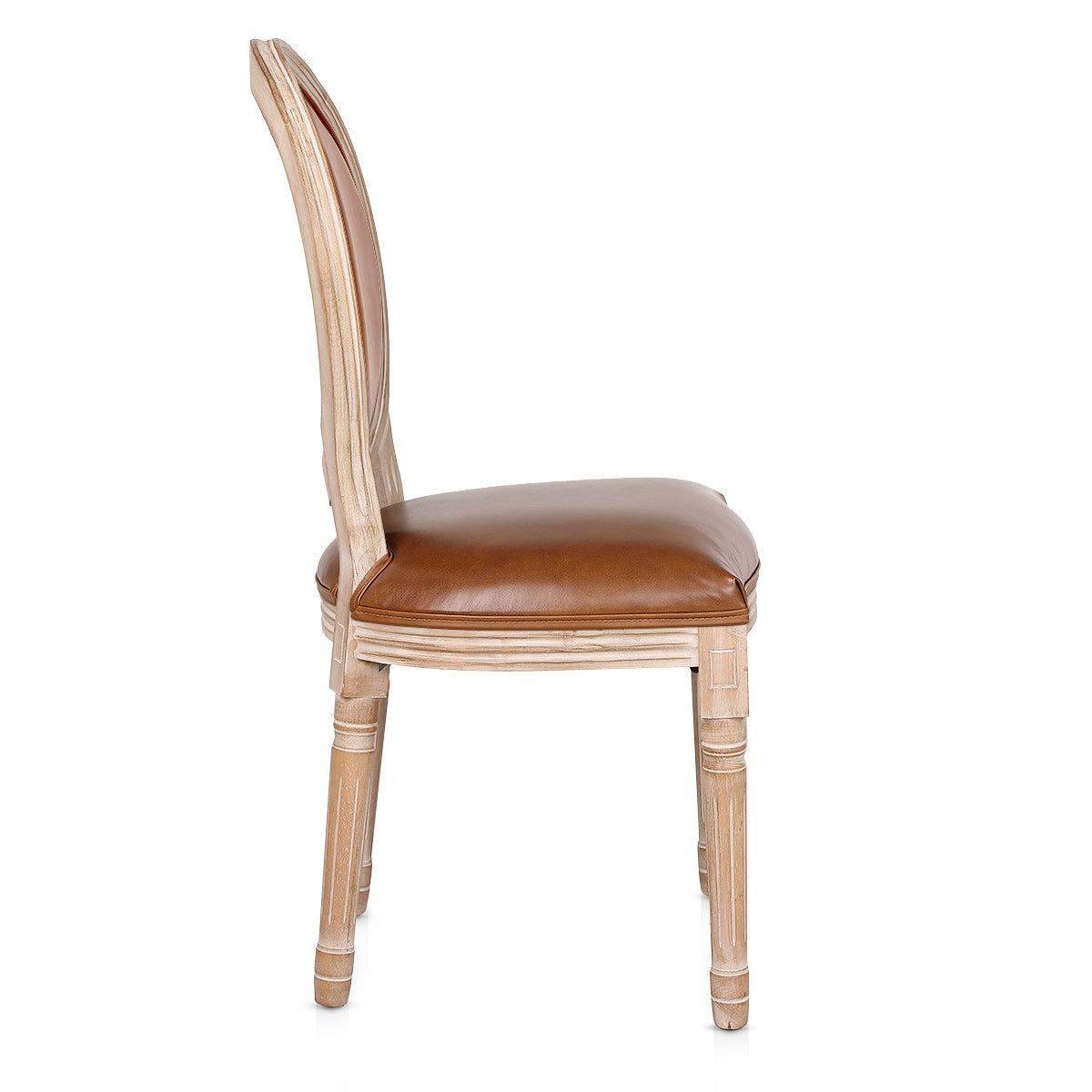 Louis Dining Chair Brown Real Leather