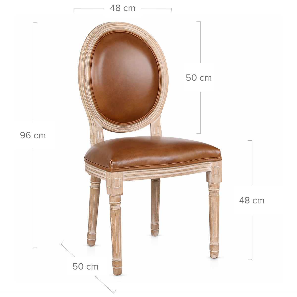 Louis Dining Chair Brown Real Leather