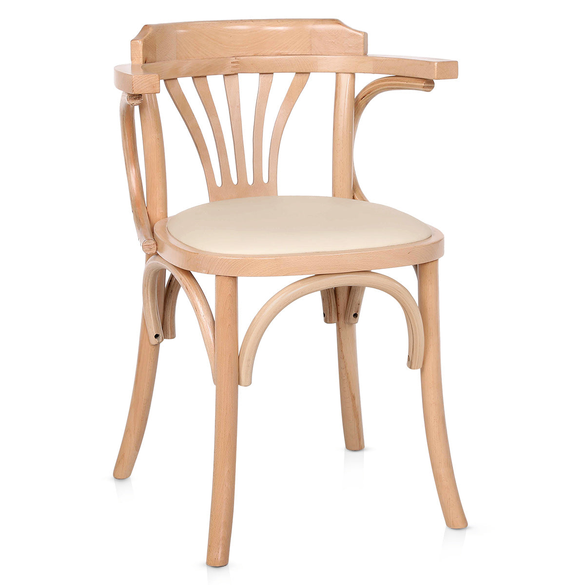 Jules Cane Back Chair Cream Real Leather
