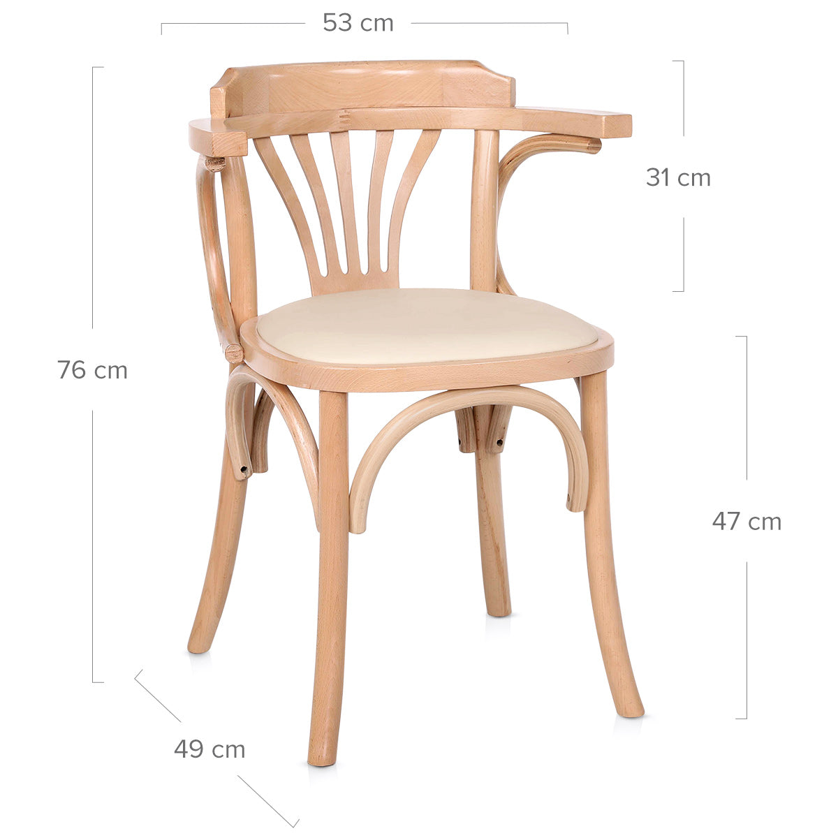 Jules Cane Back Chair Cream Real Leather