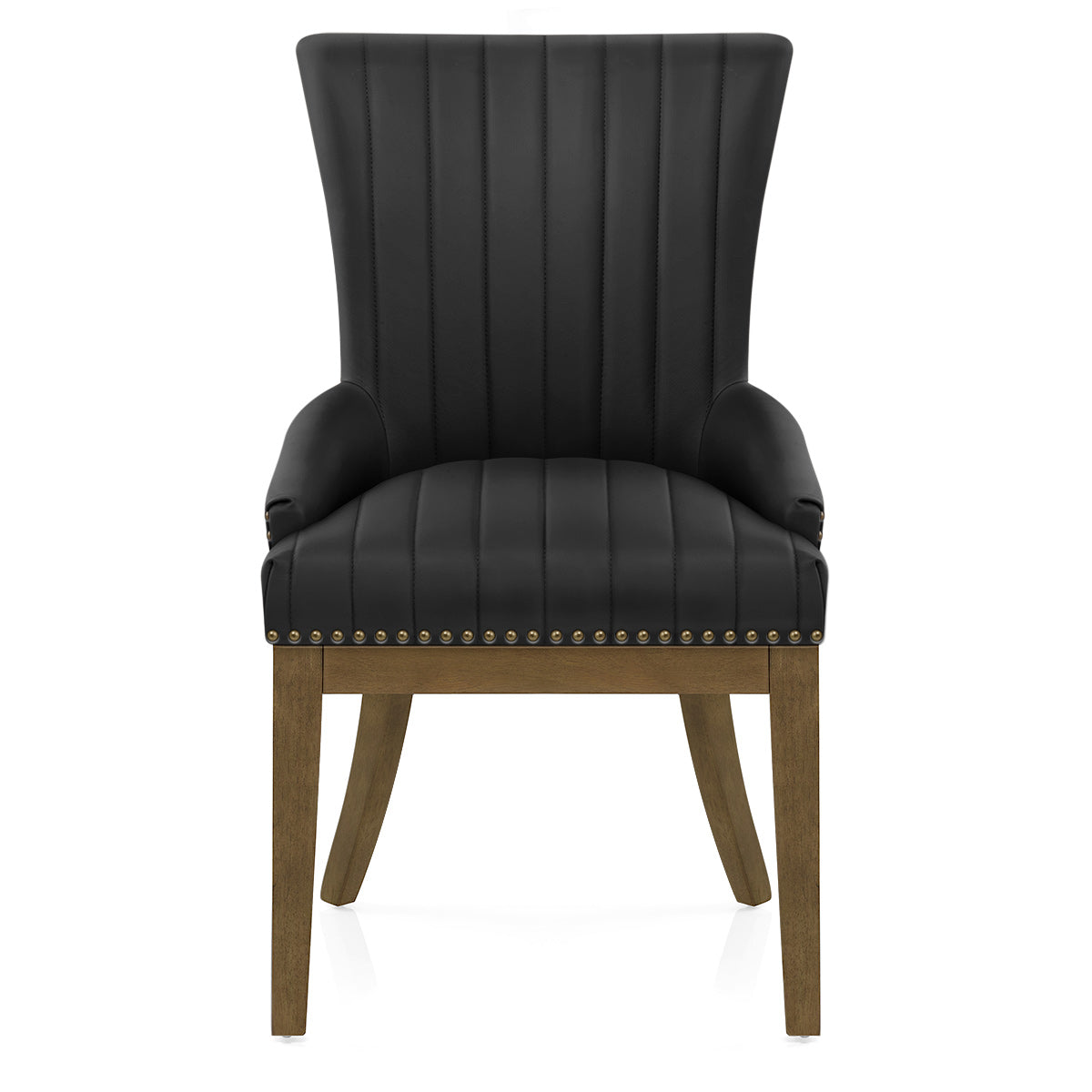 Chiltern Oak Dining Chair Black Leather