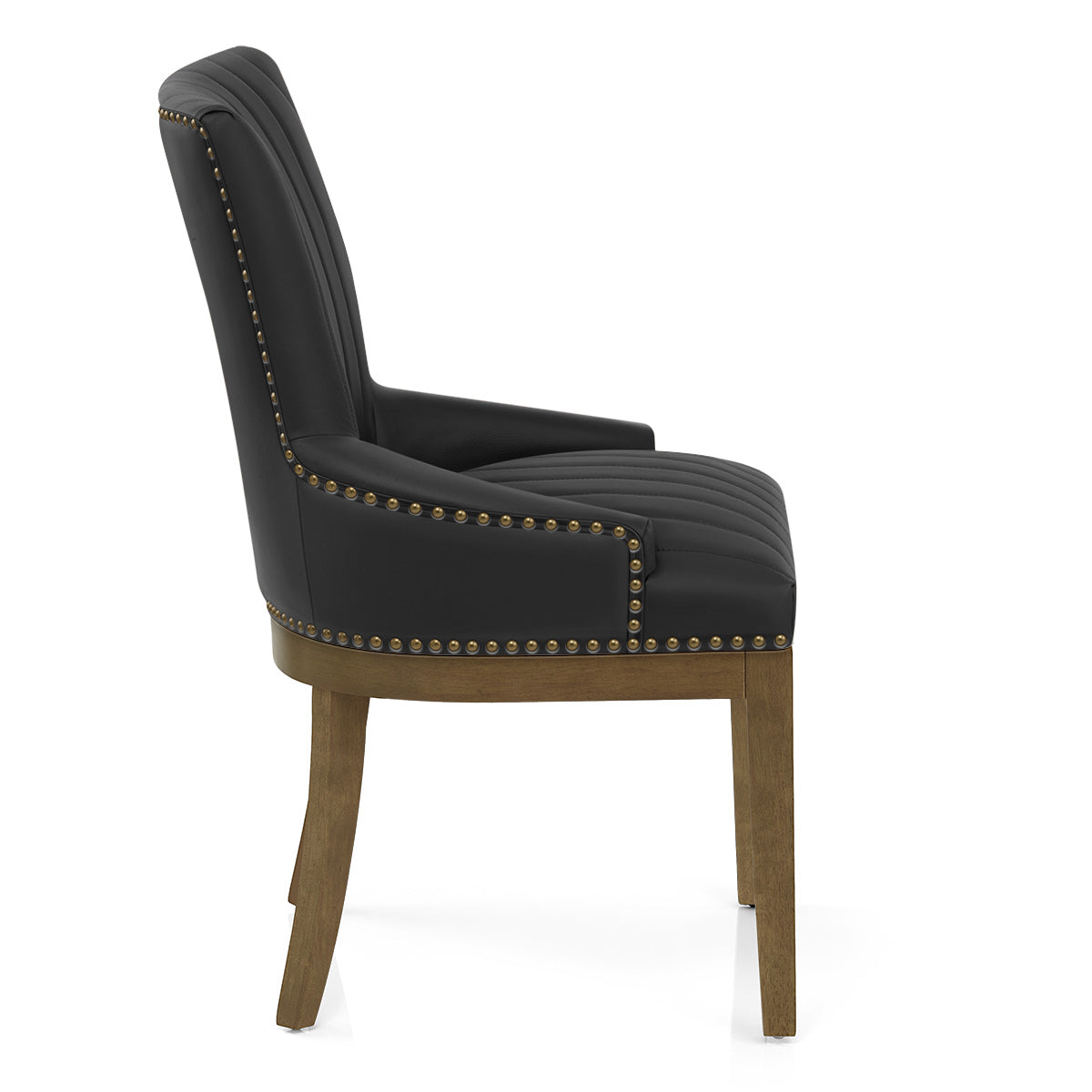 Chiltern Oak Dining Chair Black Leather