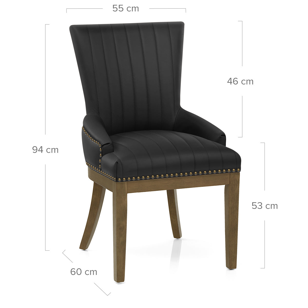 Chiltern Oak Dining Chair Black Leather
