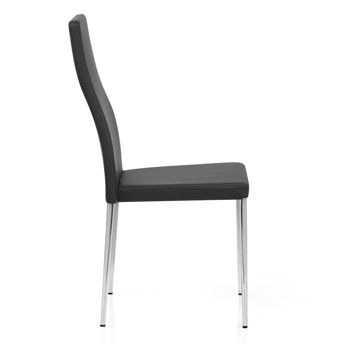 Faith Stackable Chrome Chair Black Faux Leather