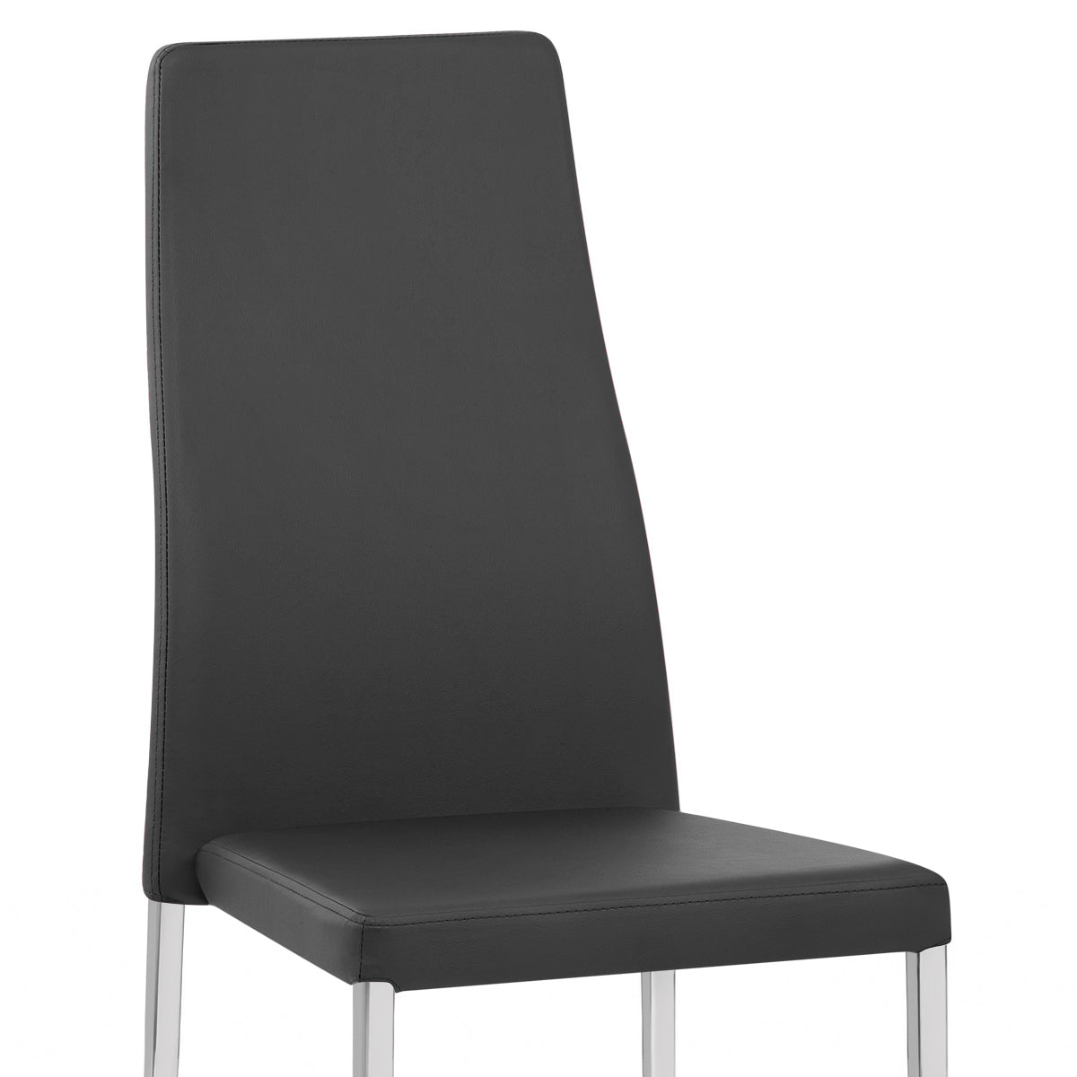 Faith Stackable Chrome Chair Black Faux Leather