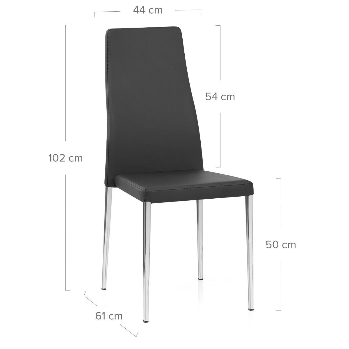 Faith Stackable Chrome Chair Black Faux Leather