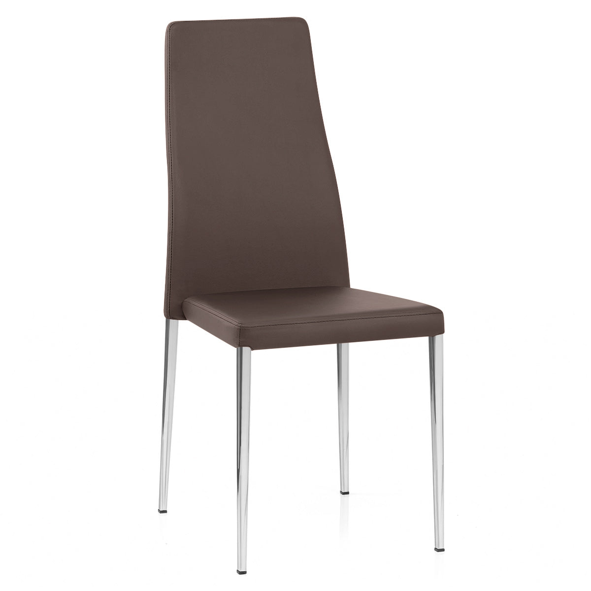 Faith Stackable Chrome Chair Brown Faux Leather