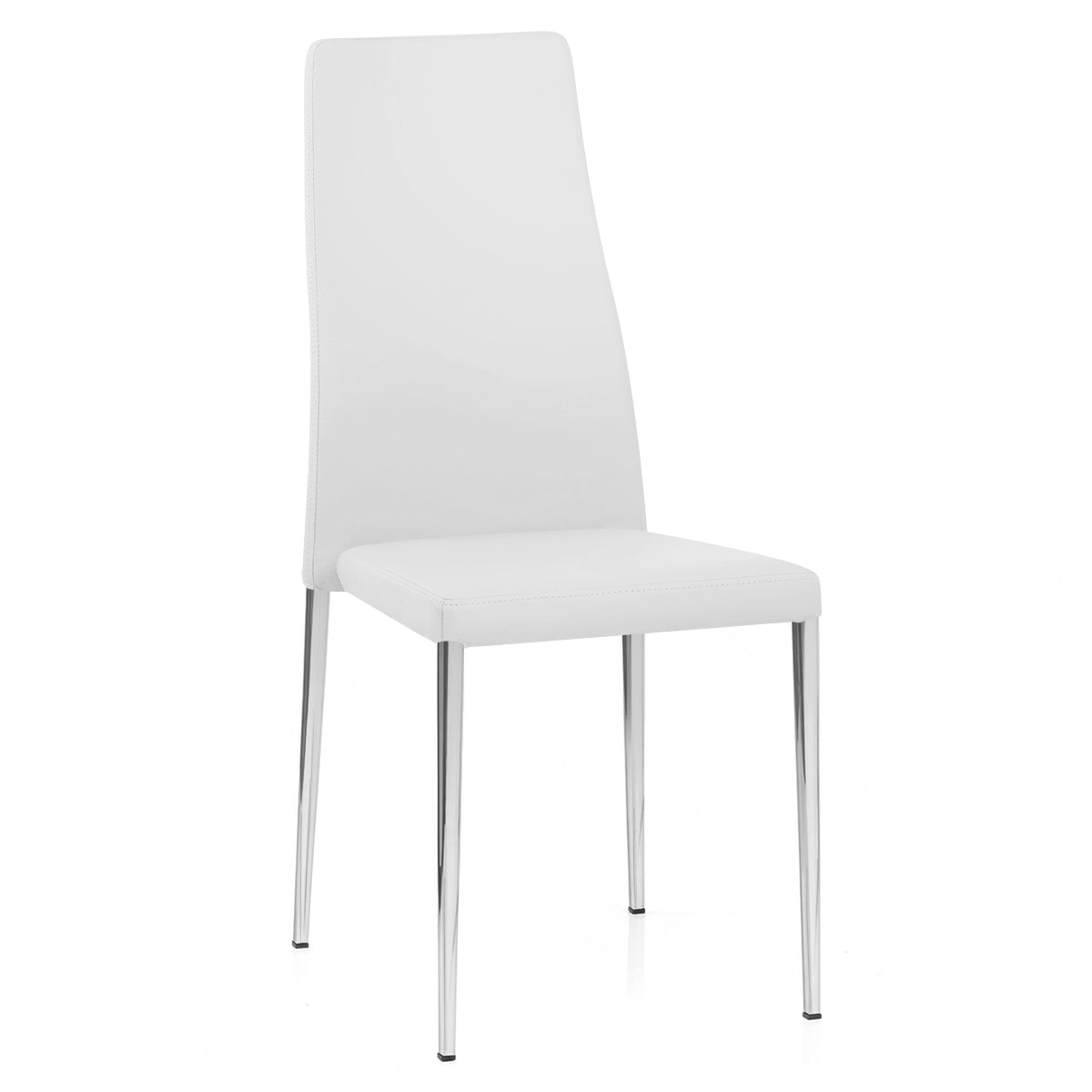 Faith Stackable Chrome Chair White Faux Leather