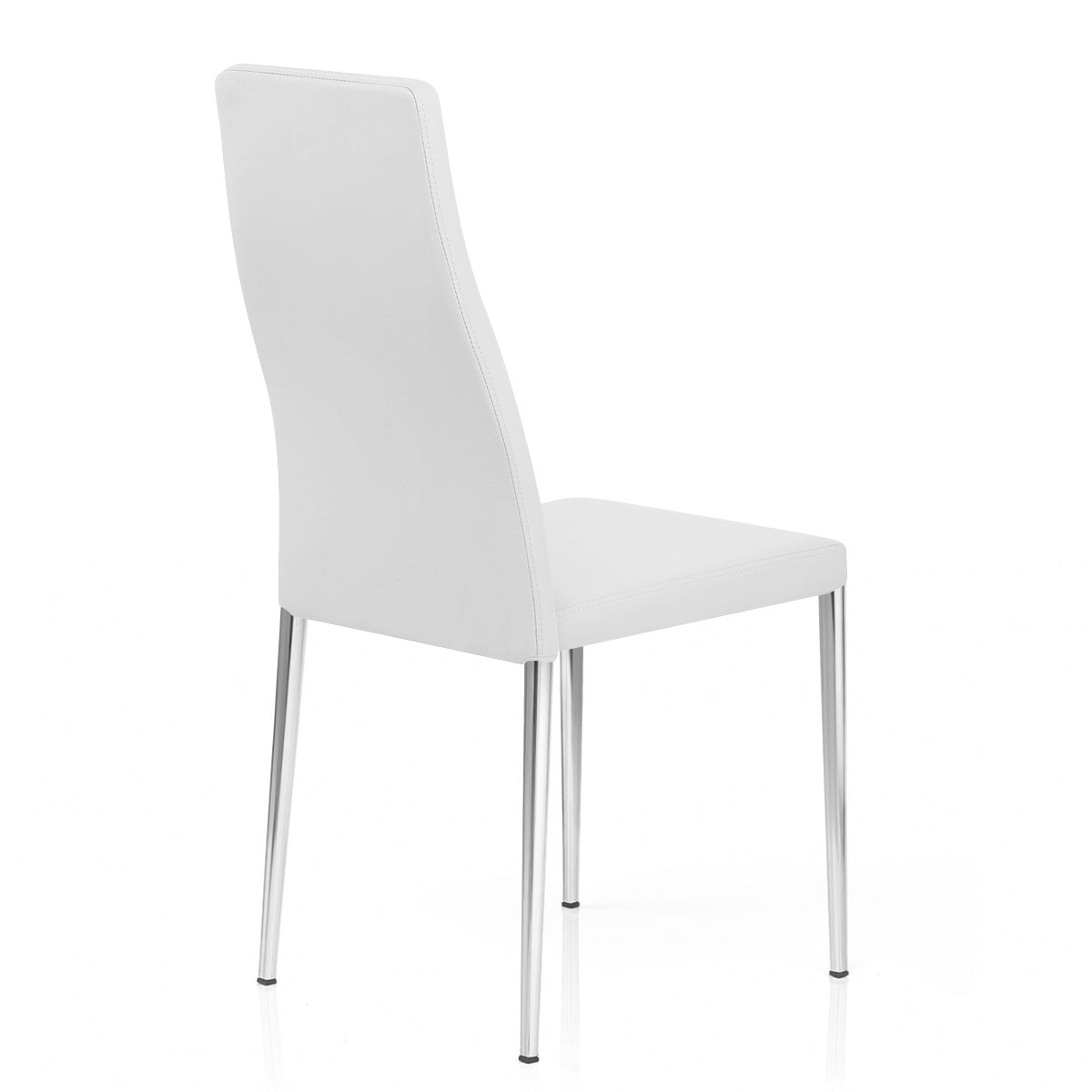 Faith Stackable Chrome Chair White Faux Leather