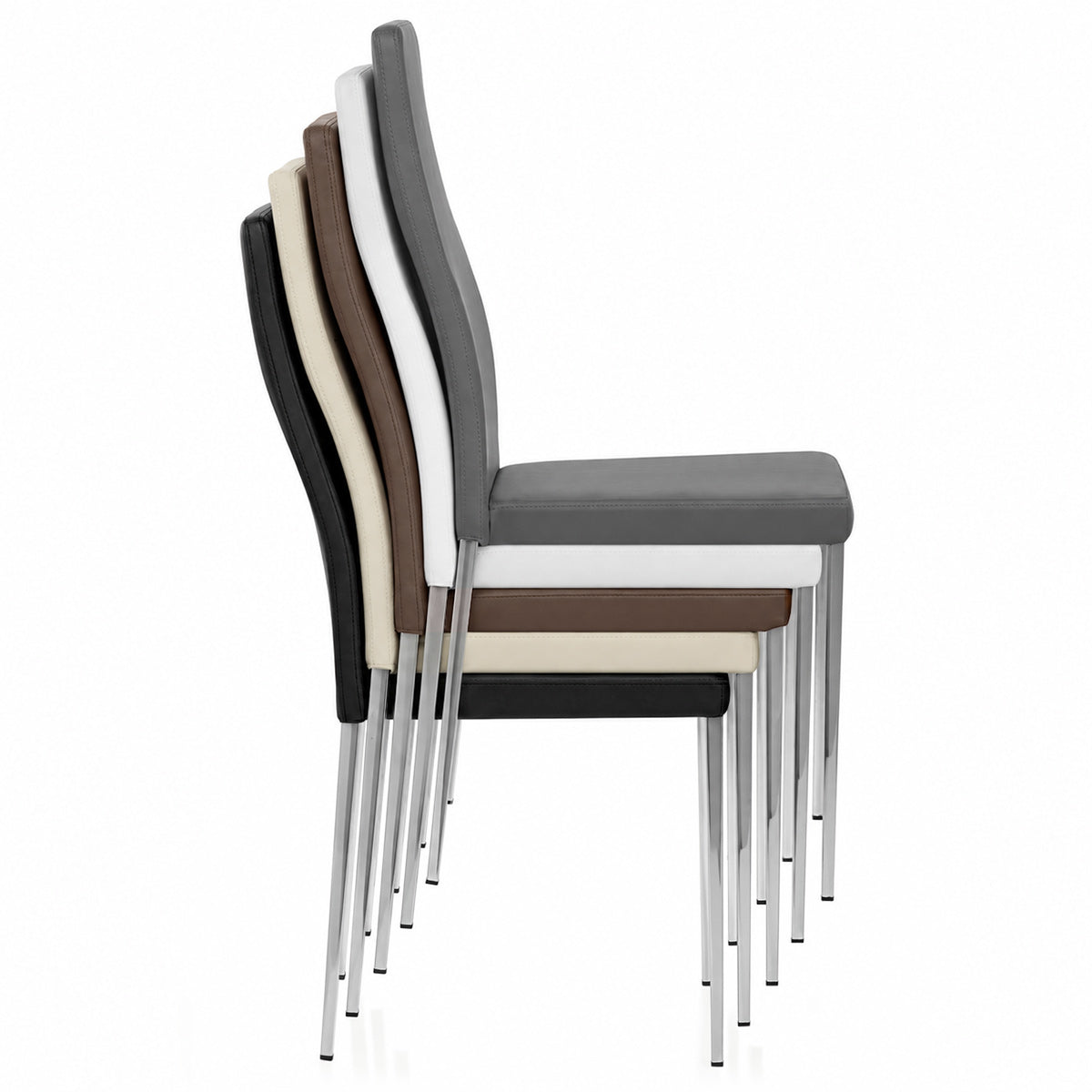 Faith Stackable Chrome Chair Grey Faux Leather