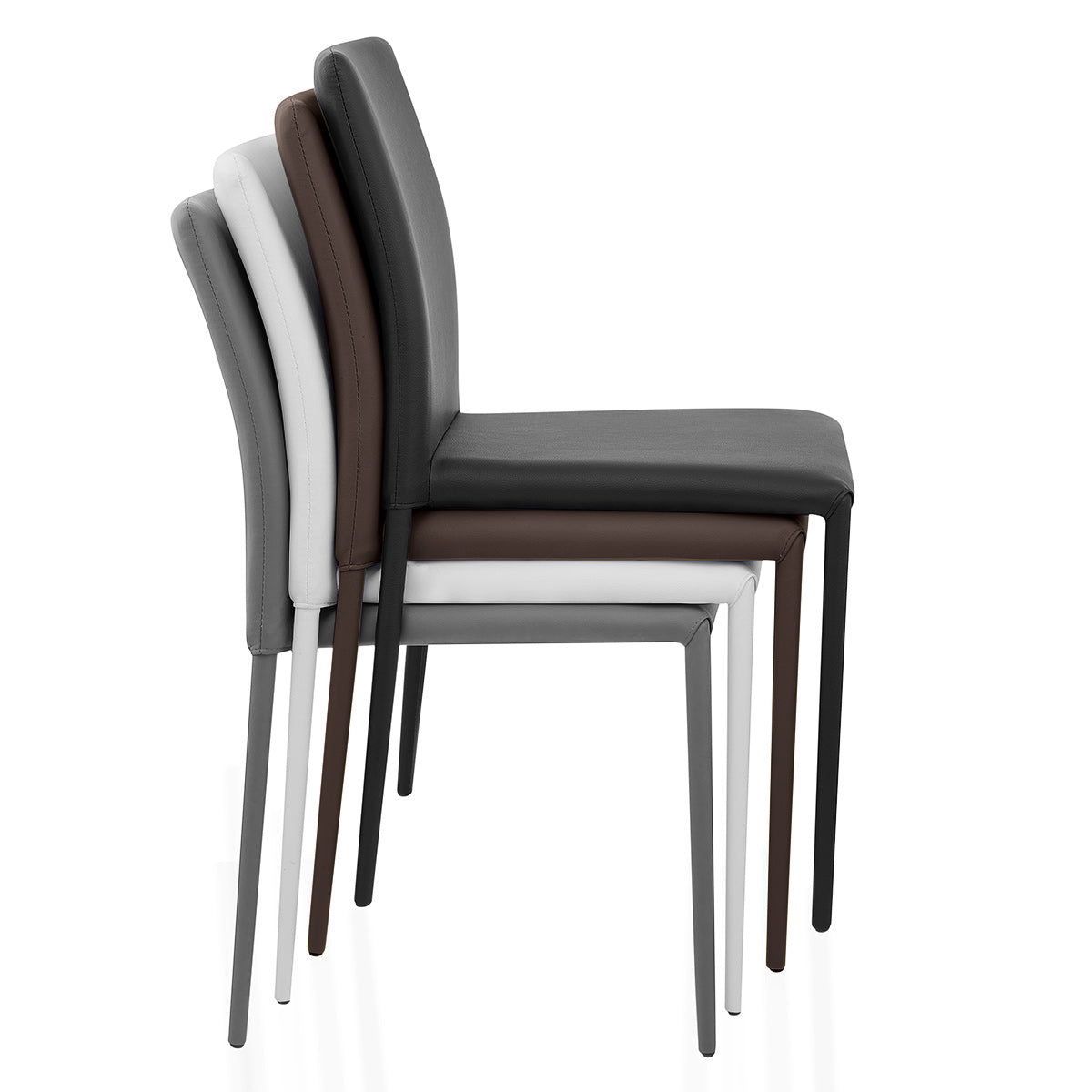 Joshua Stackable Faux Leather Dining Chair Brown