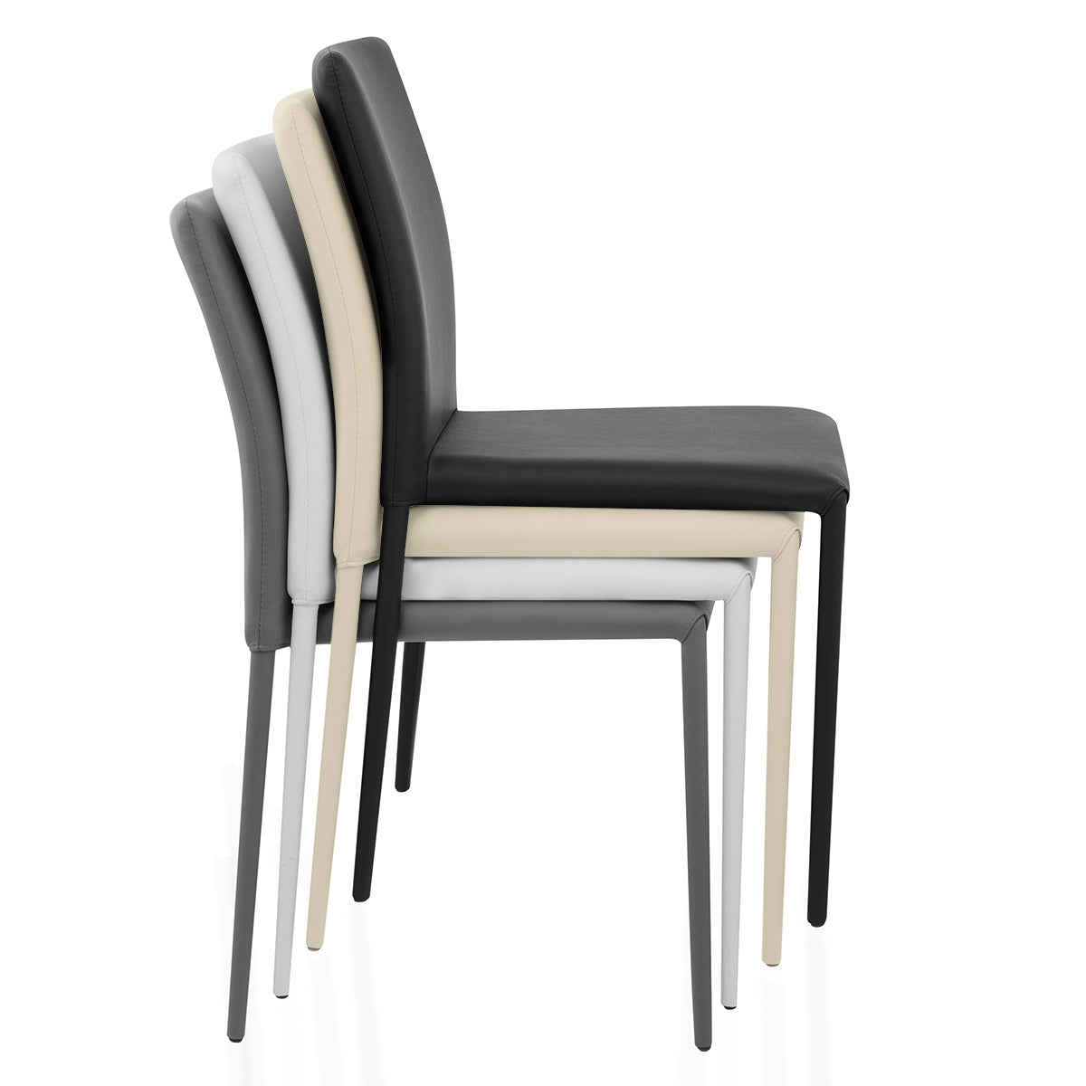 Joshua Stackable Faux Leather Dining Chair Grey