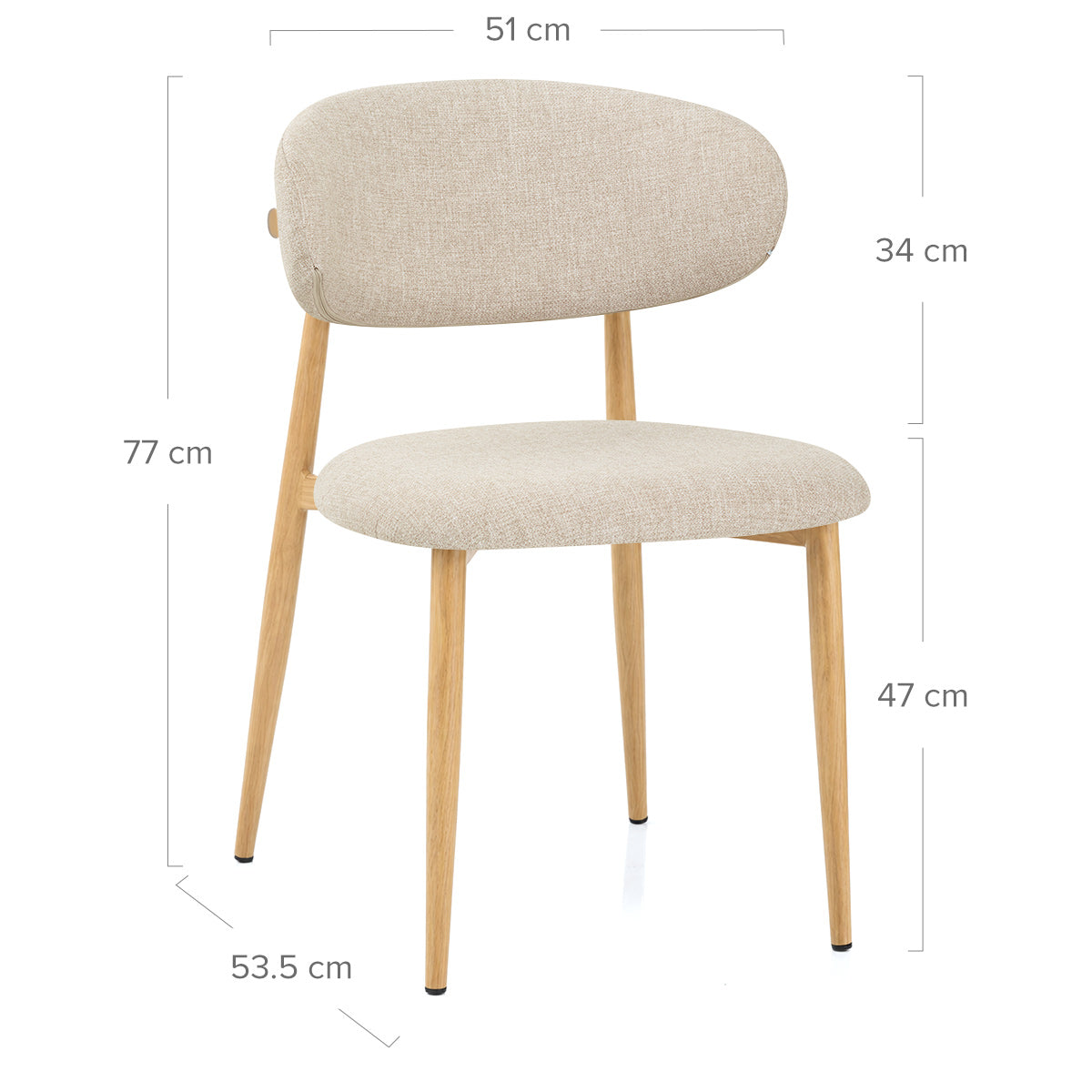 Harrow Oak Dining Chair Beige Fabric