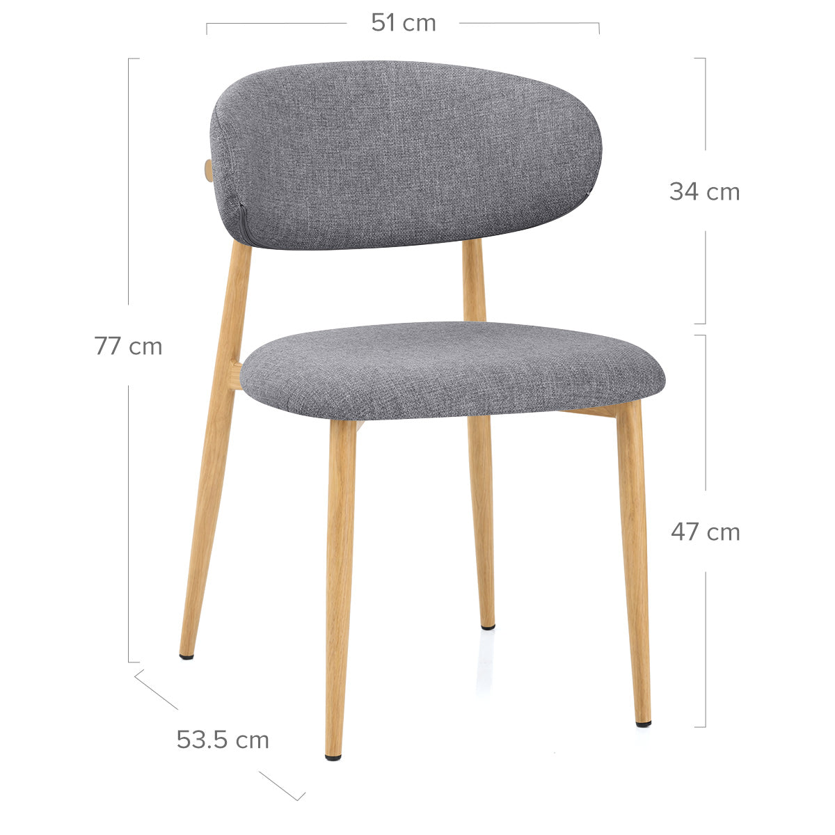 Harrow Oak Dining Chair Grey Fabric