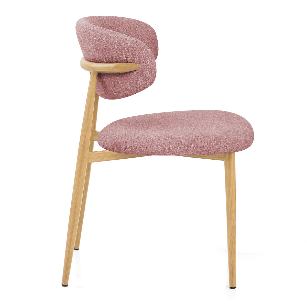 Harrow Oak Dining Chair Pink Fabric