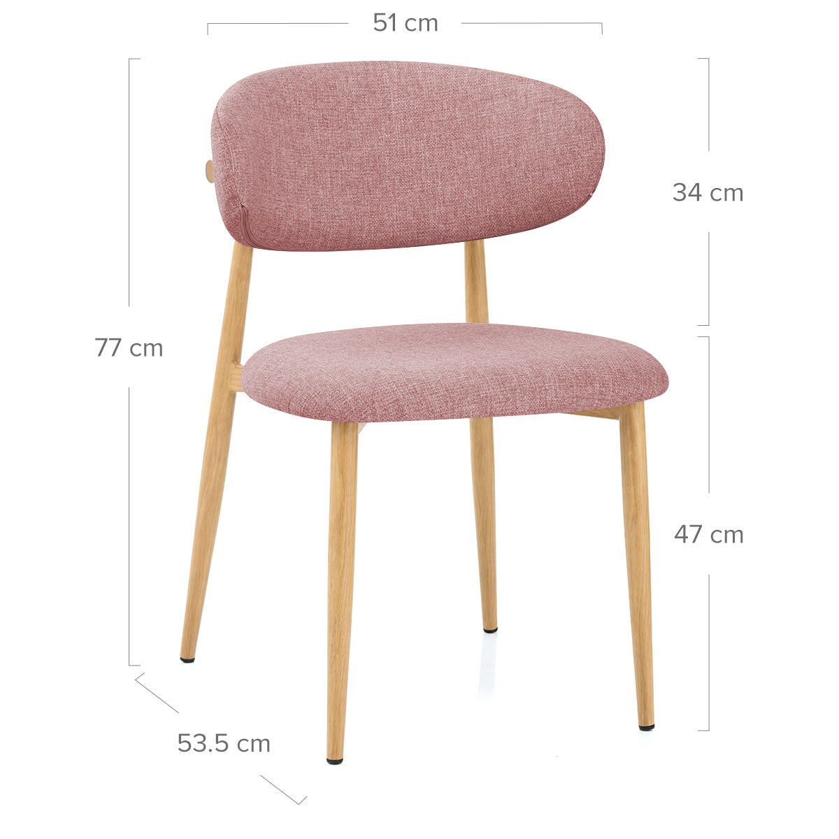 Harrow Oak Dining Chair Pink Fabric