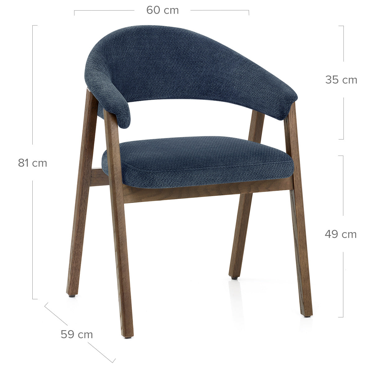 Amber Light Oak Chair Blue Fabric