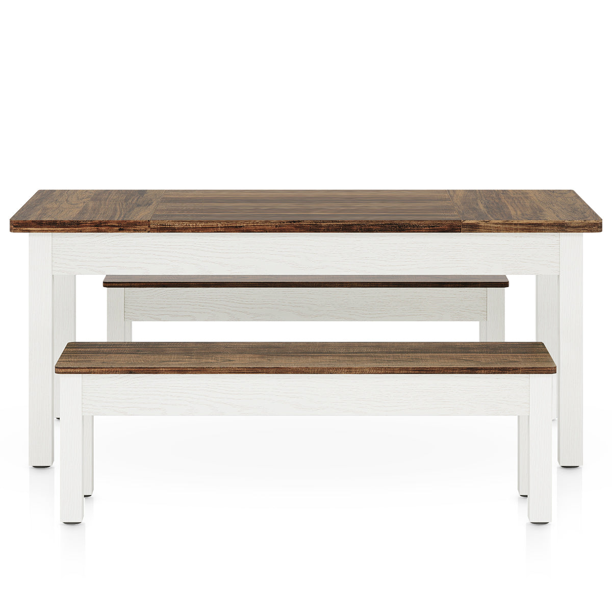 Windermere Dining Bench Set White & Walnut