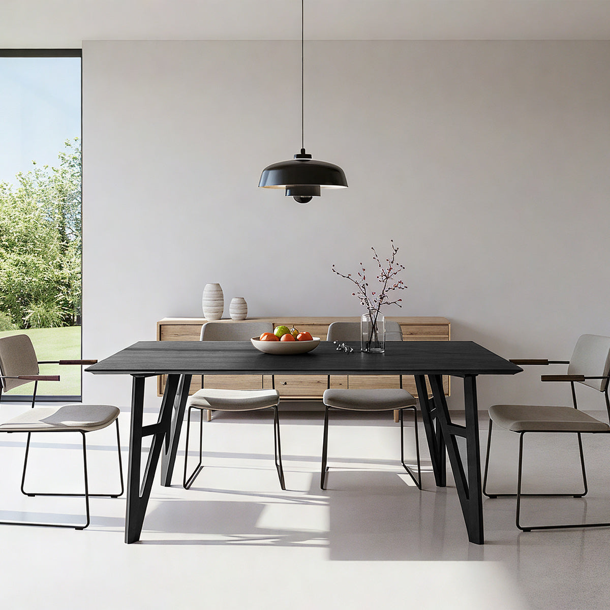 Cairo 160cm Dining Table Black Wood