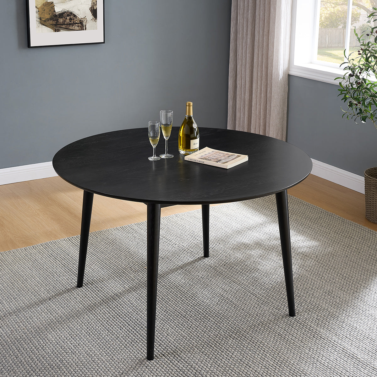 Everest 120cm Round Dining Table Black