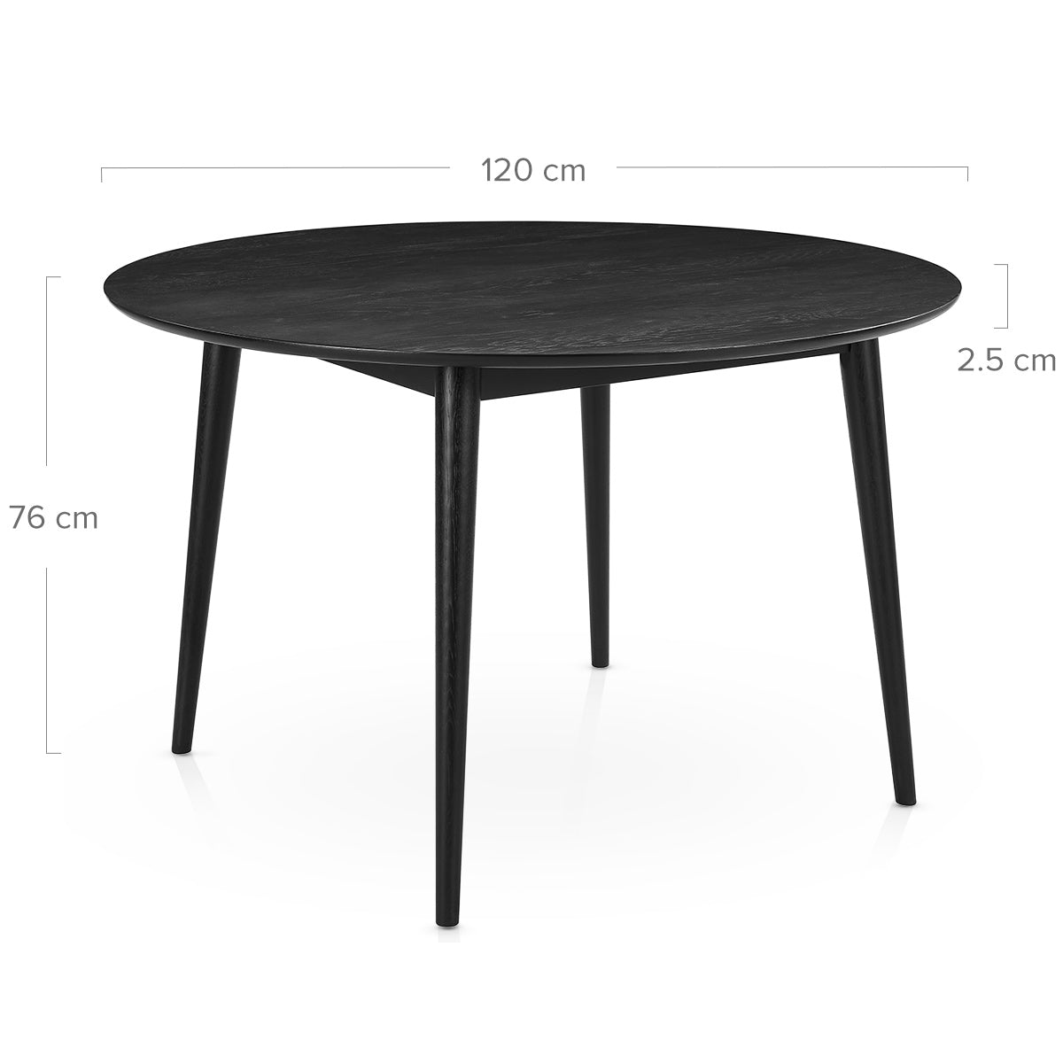 Everest 120cm Round Dining Table Black