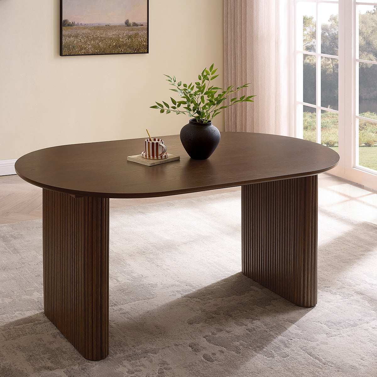 Etna 160cm Oval Dining Table Walnut