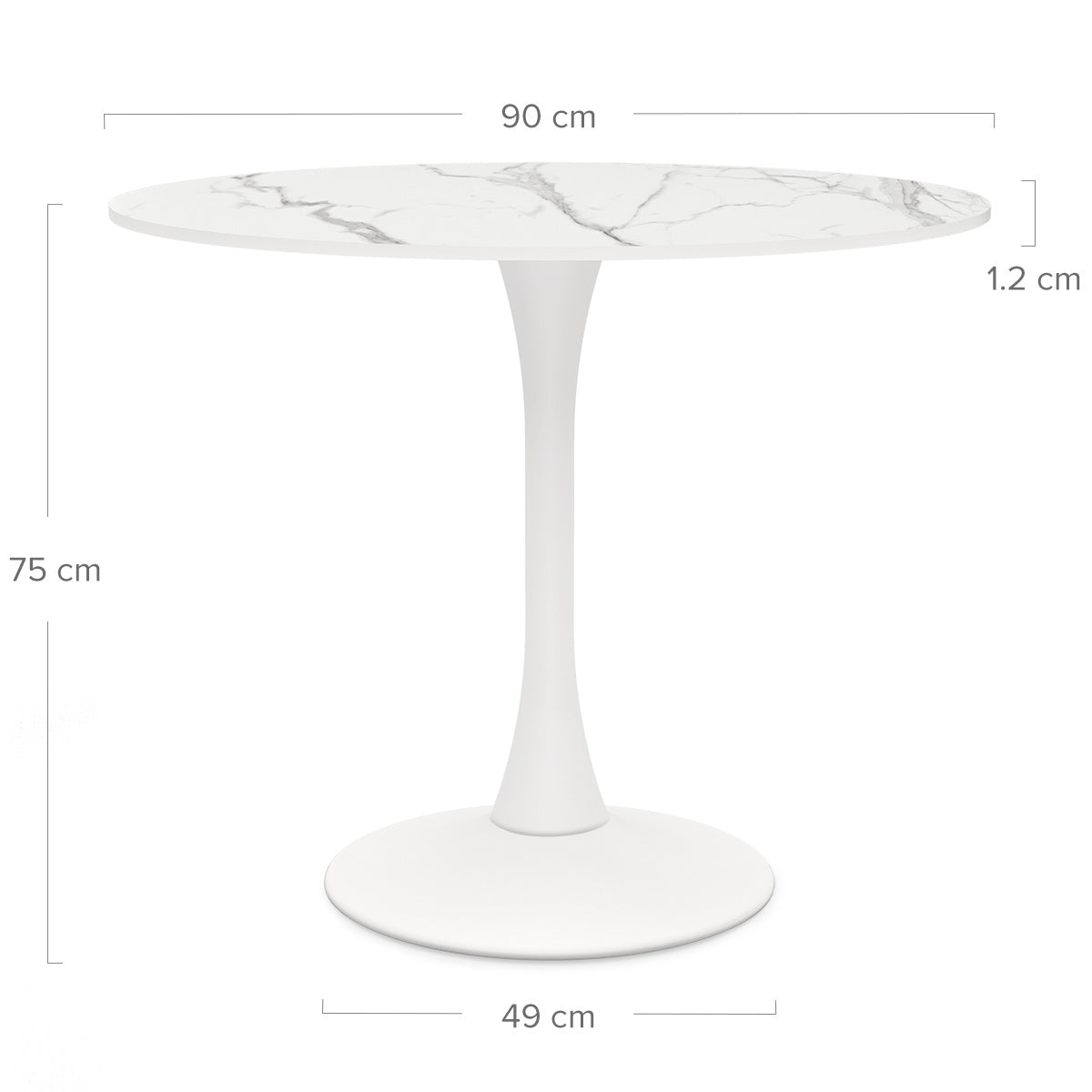 Poseidon 90cm Round Dining Table White