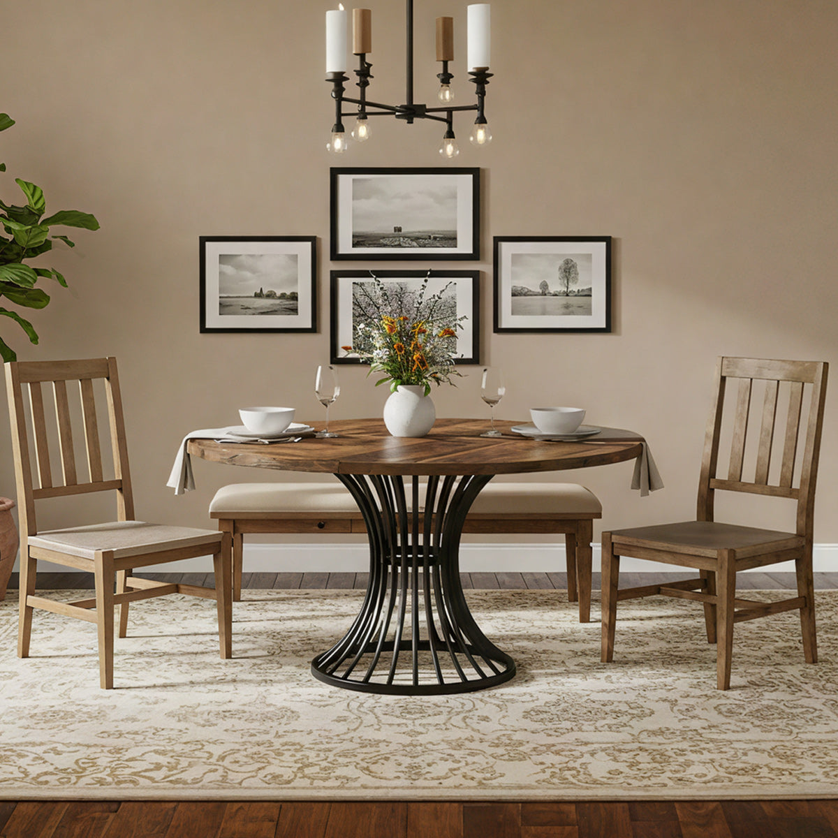 Mersey 120cm Round Dining Table Walnut