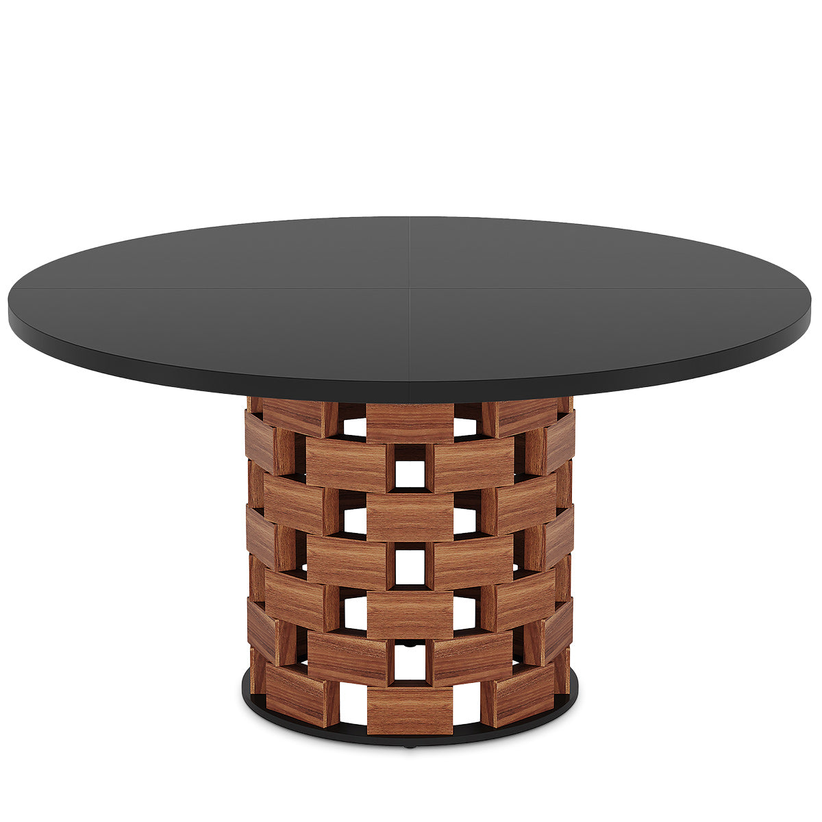 Clyde 120cm Round Dining Table Walnut & Black