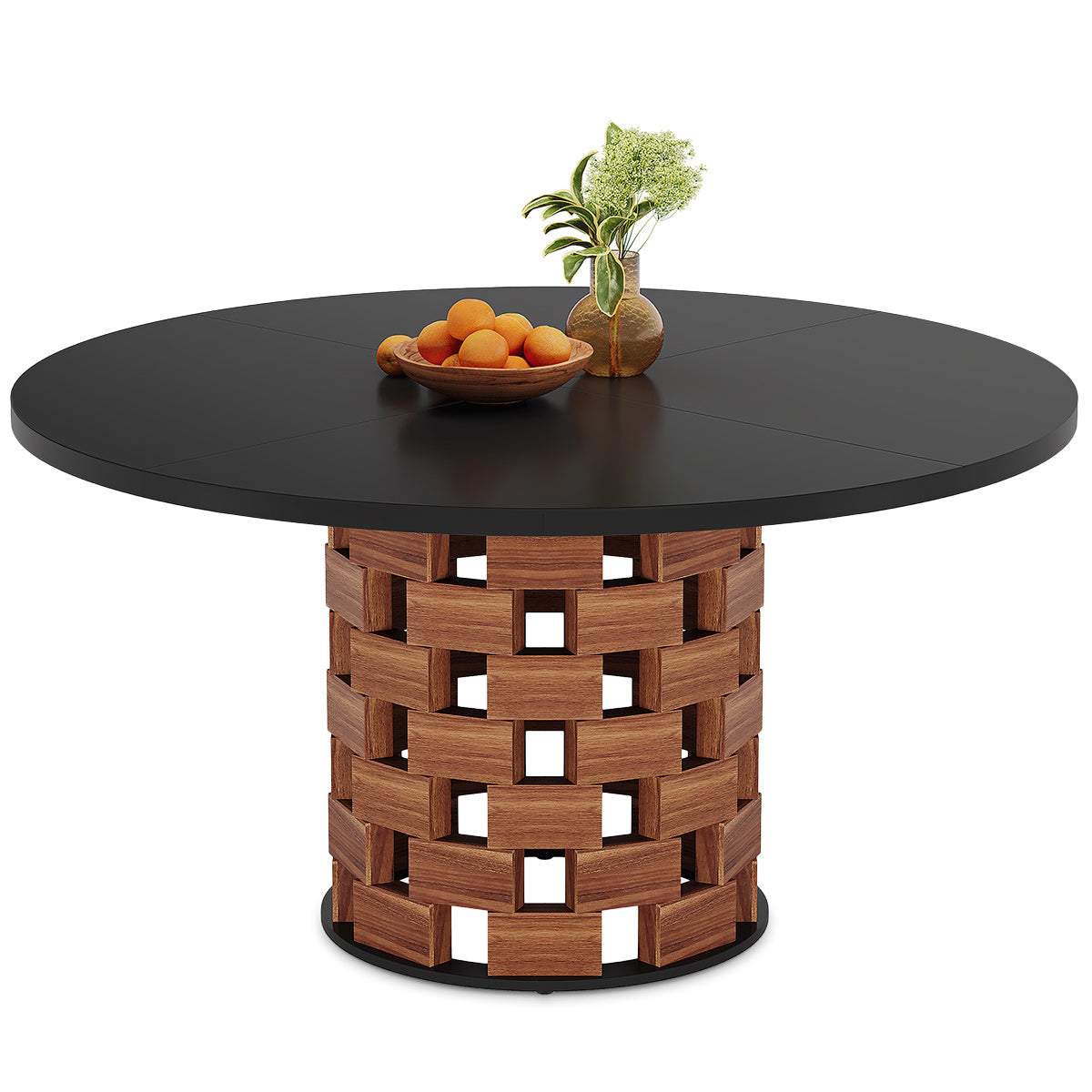 Clyde 120cm Round Dining Table Walnut & Black