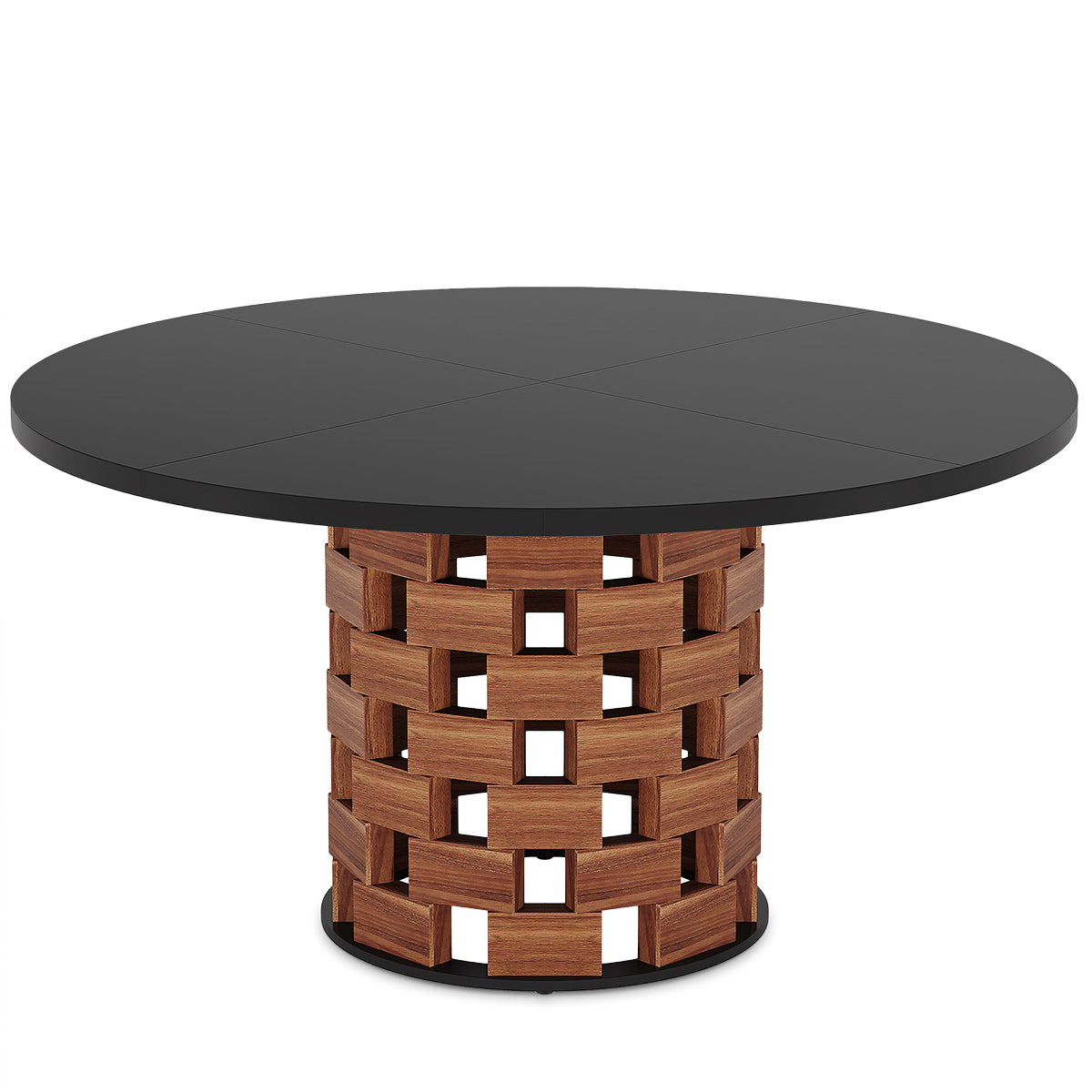 Clyde 120cm Round Dining Table Walnut & Black