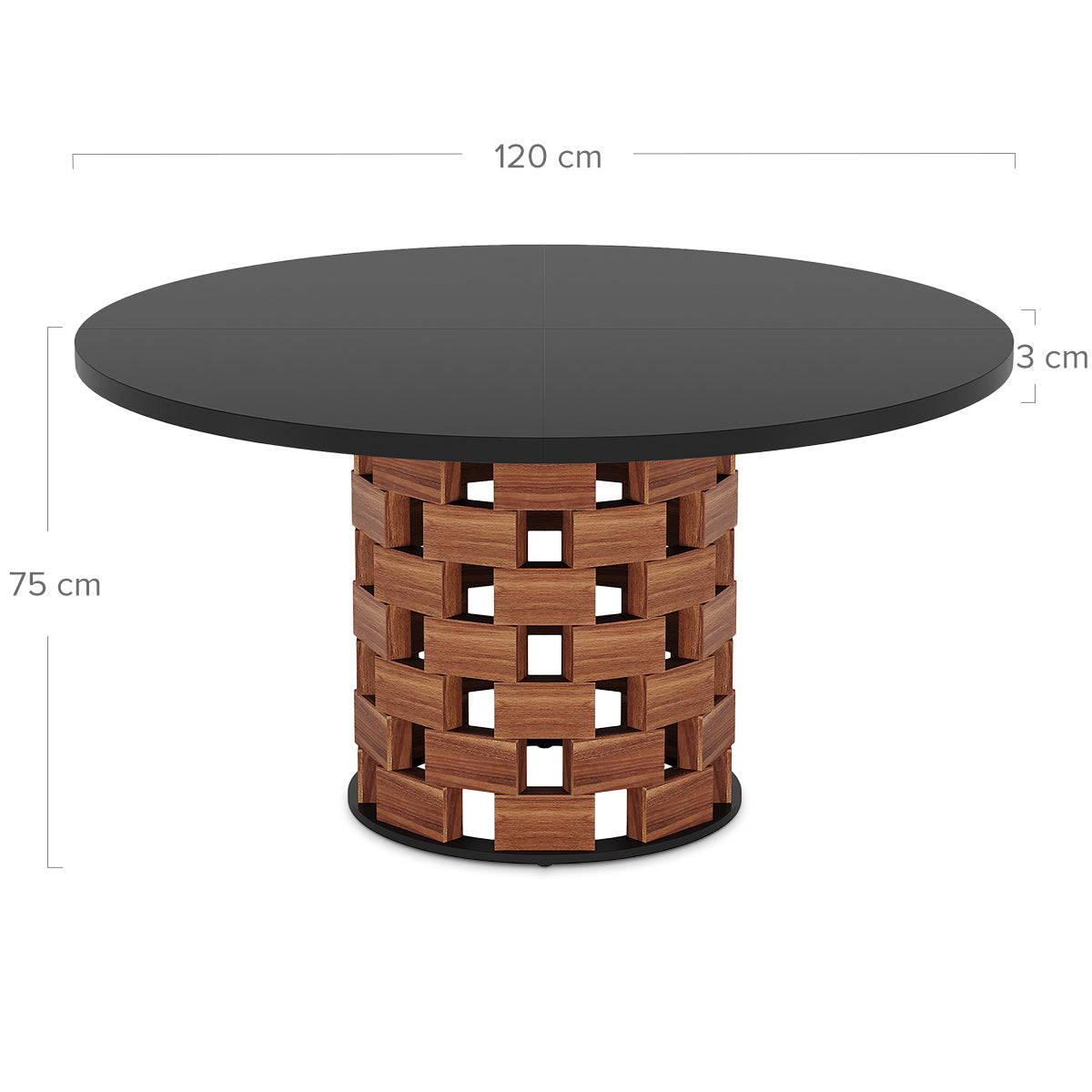 Clyde 120cm Round Dining Table Walnut & Black