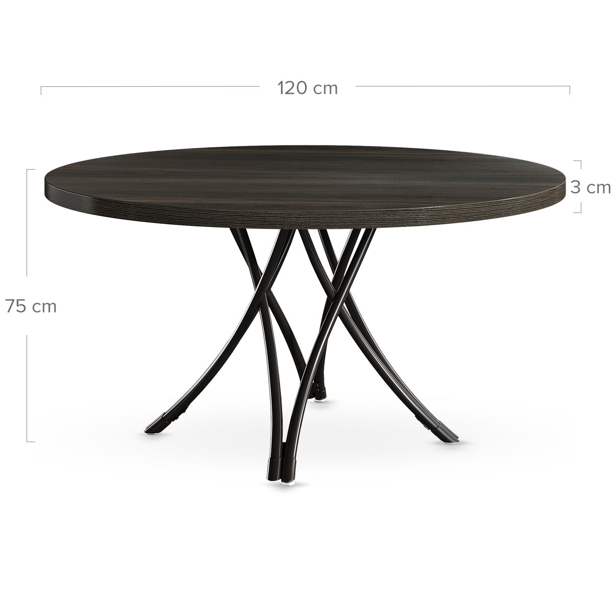 Tyne 120cm Round Dining Table Black