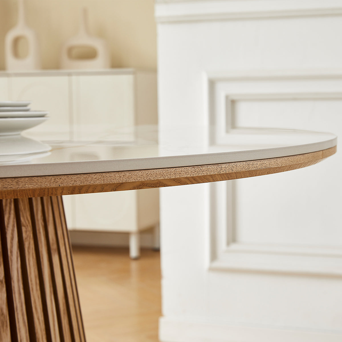 Cuba 120cm Round Dining Table Oak & White