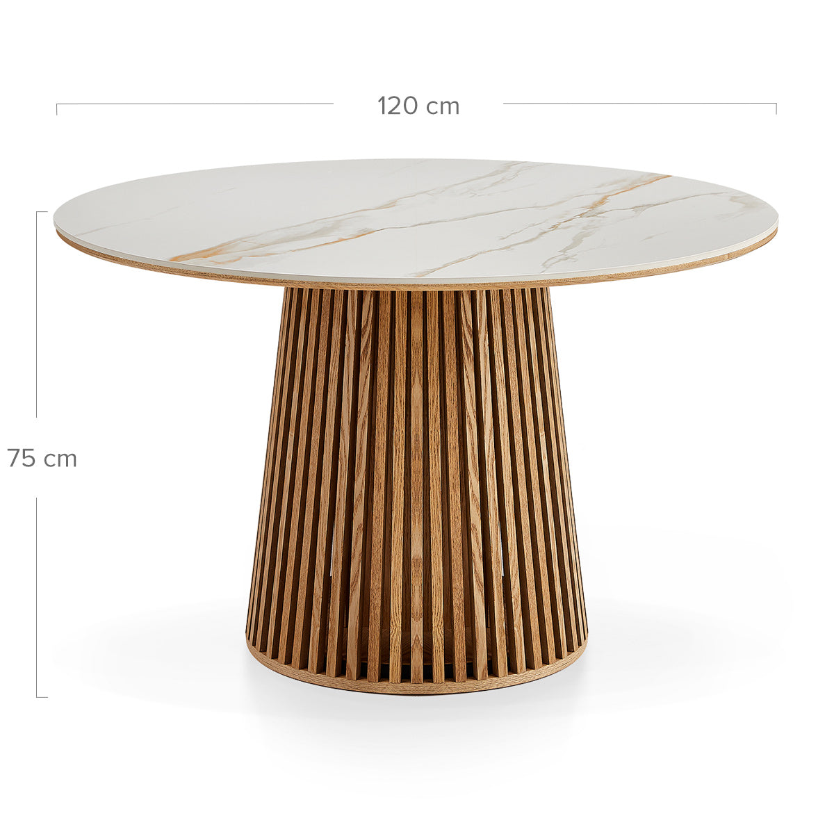 Cuba 120cm Round Dining Table Oak & White