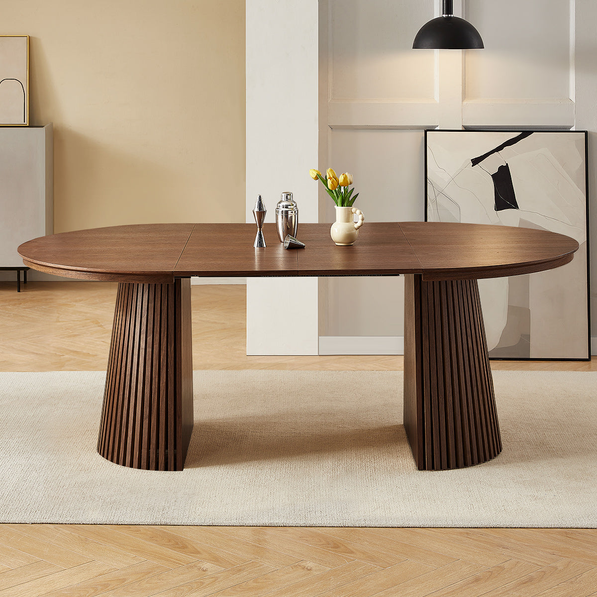 Loma Extending Oval Dining Table Walnut