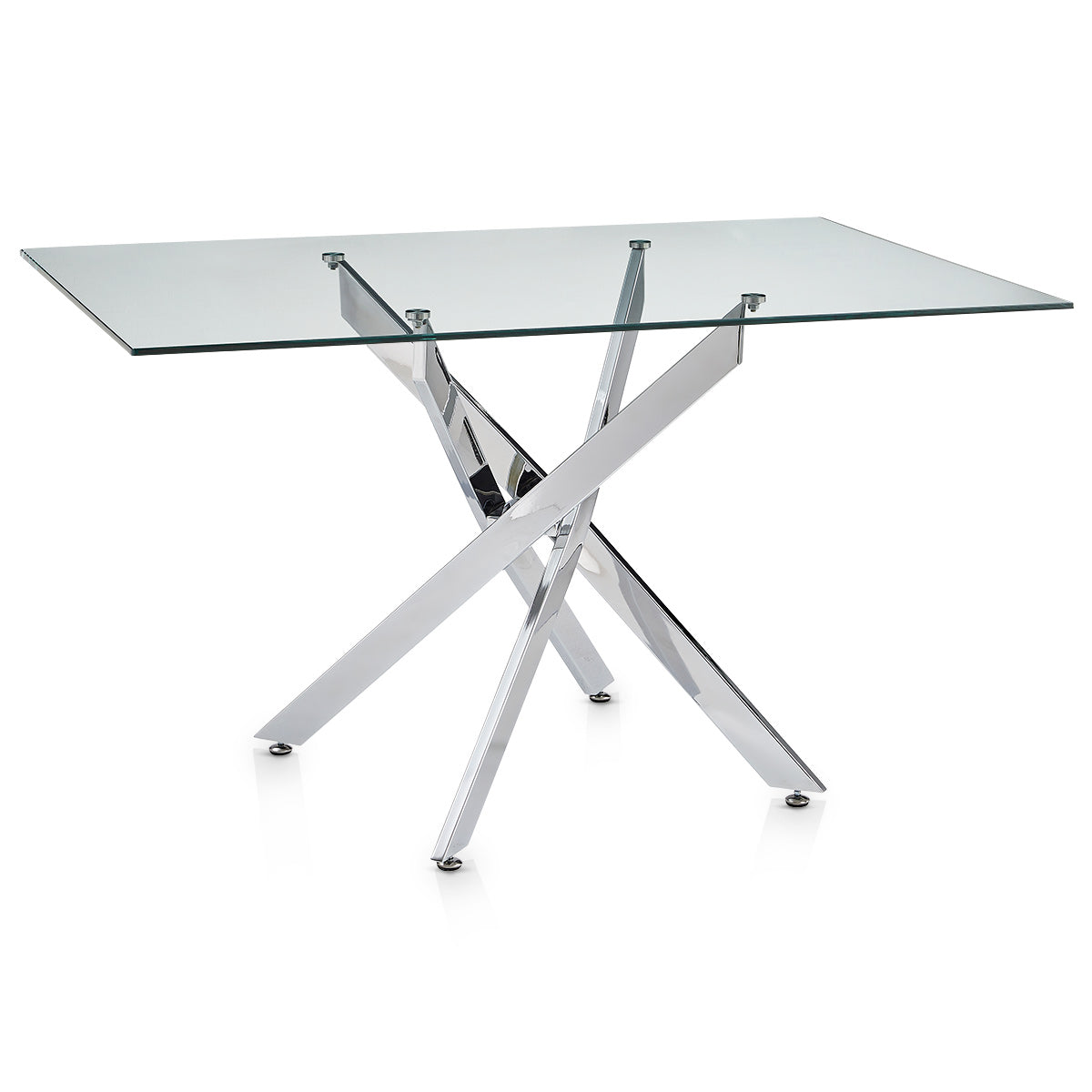 Jura 140cm Chrome Dining Table Glass