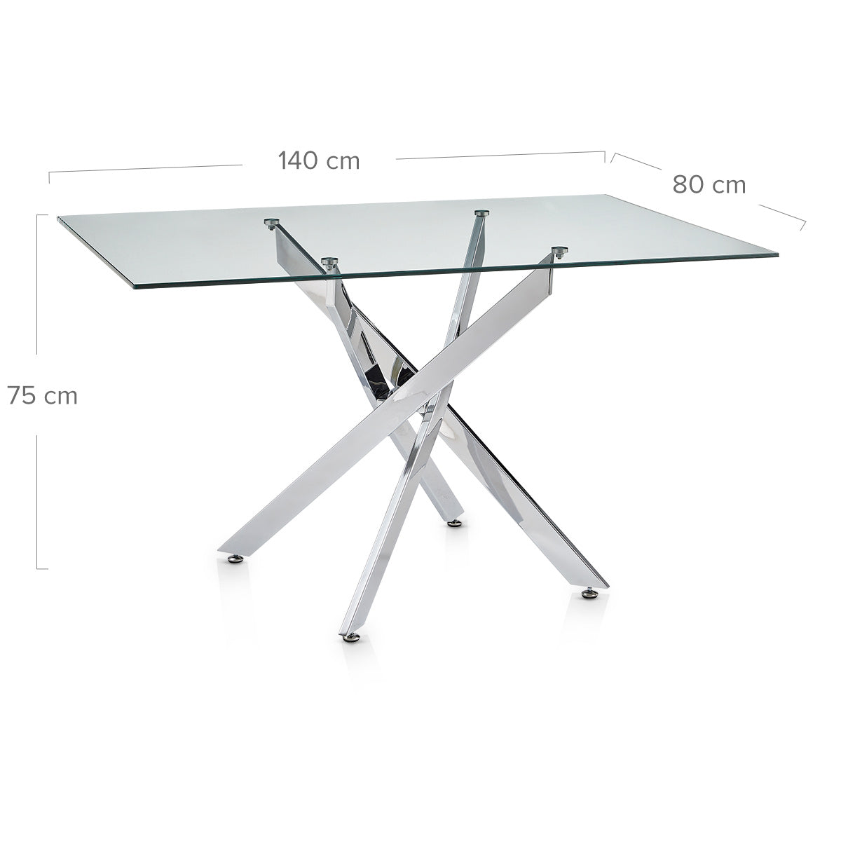 Jura 140cm Chrome Dining Table Glass