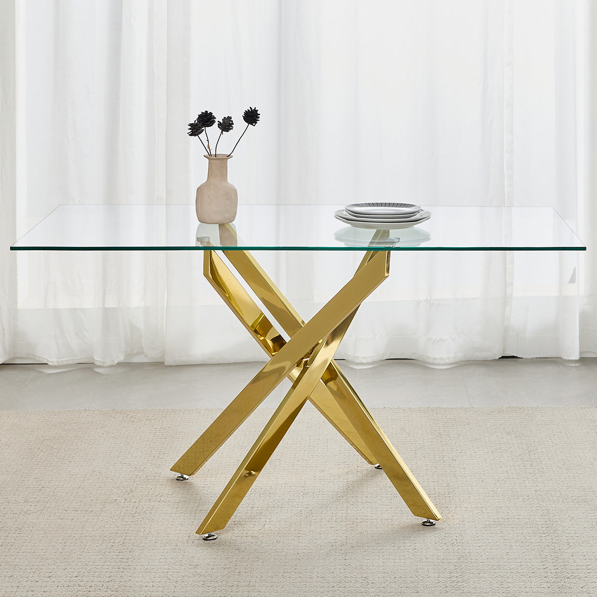 Jura 140cm Gold Dining Table Glass