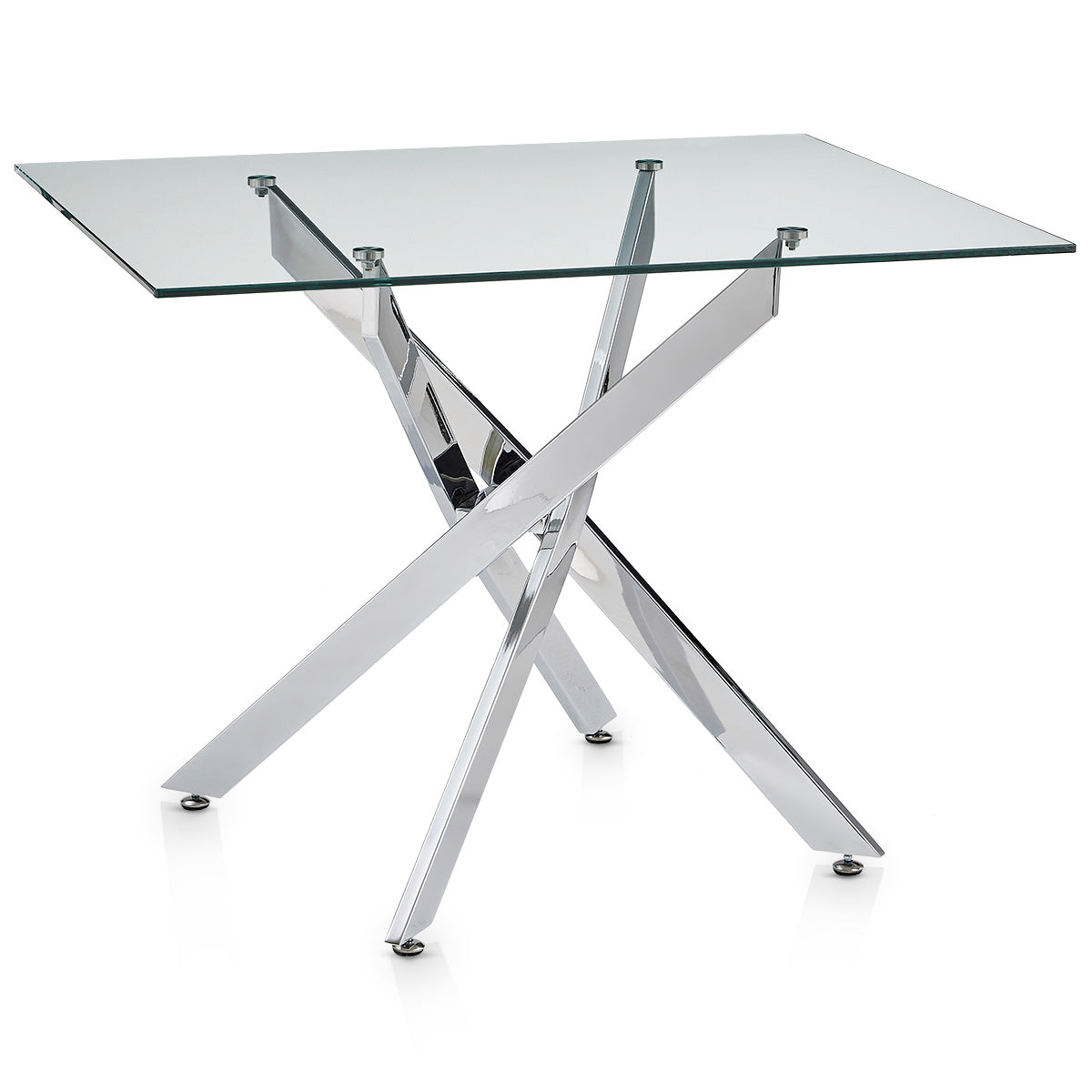 Coda 100cm Chrome Dining Table Glass