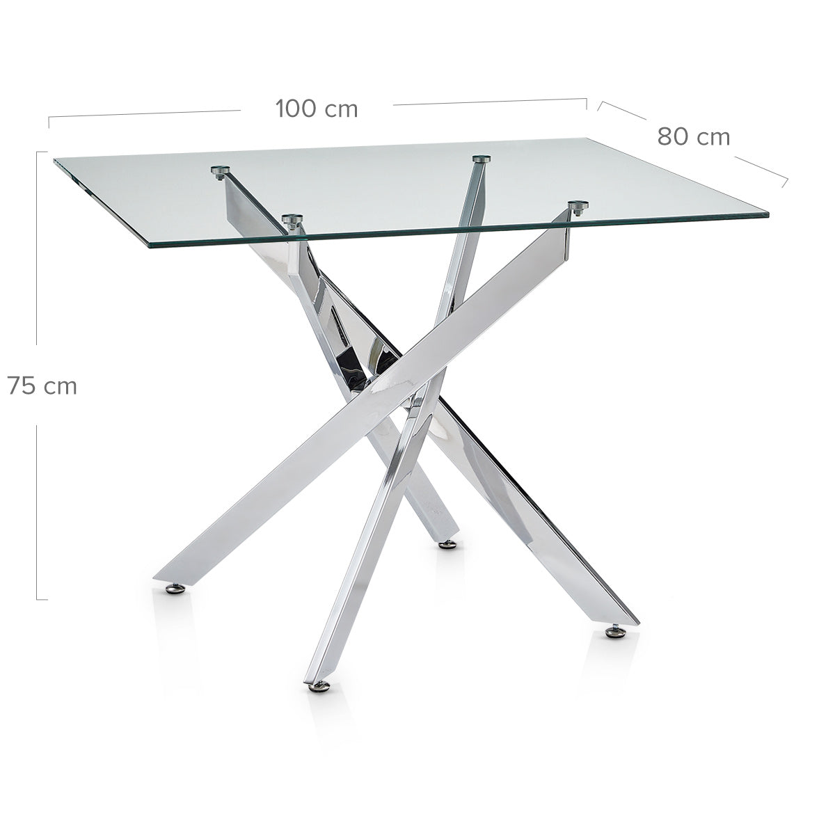Coda 100cm Chrome Dining Table Glass