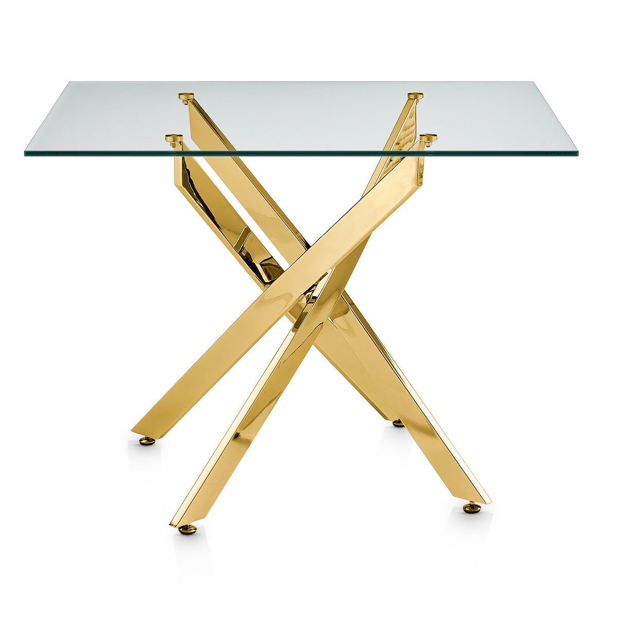 Coda 100cm Gold Dining Table Glass