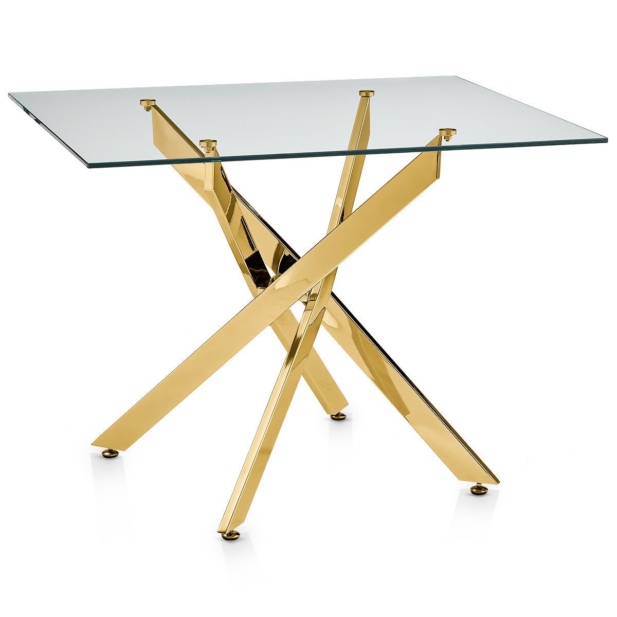 Coda 100cm Gold Dining Table Glass